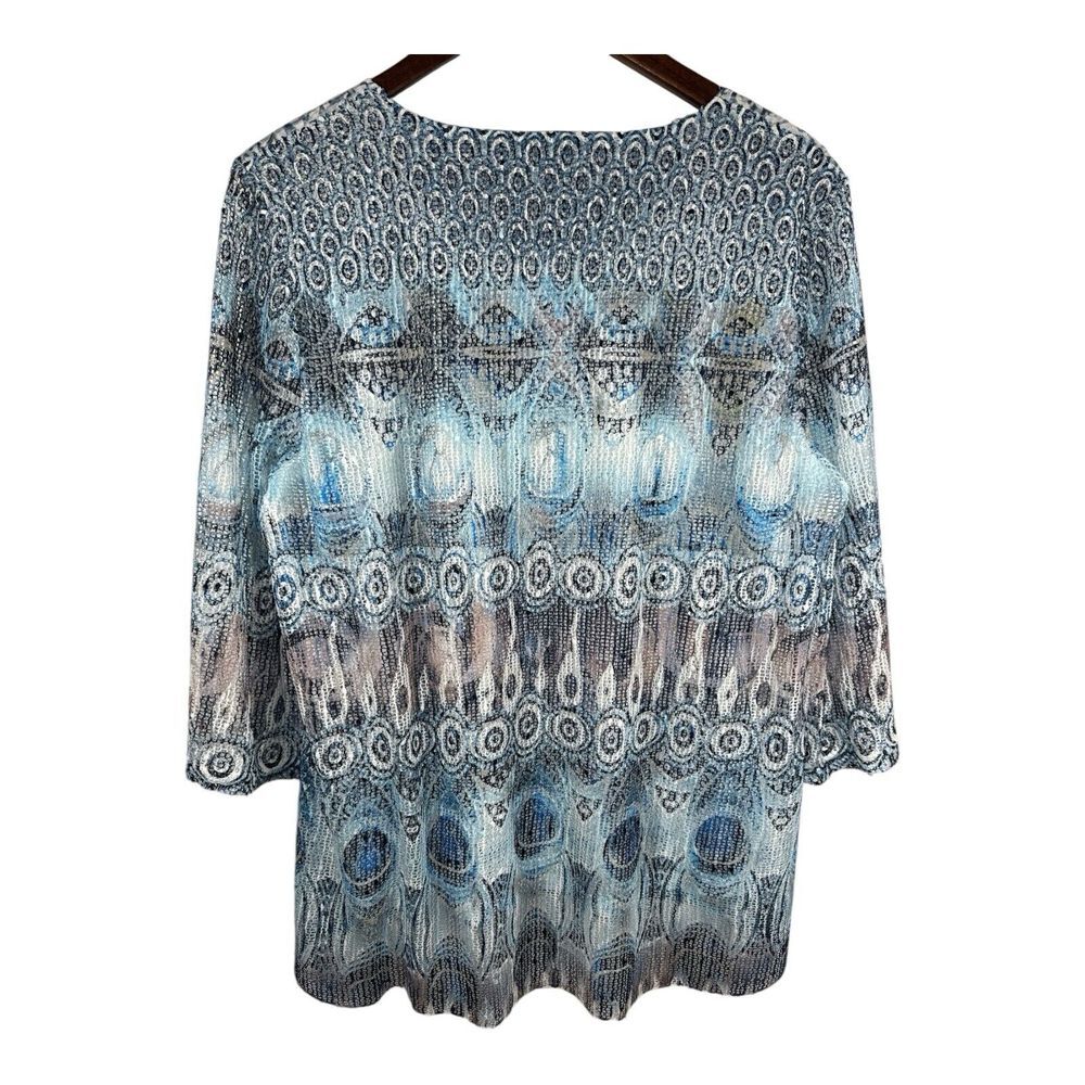Adore Floral Art Abstract TUNIC - Size L Short Sleeve Burnout Hippie Boho - Picture 2 of 8